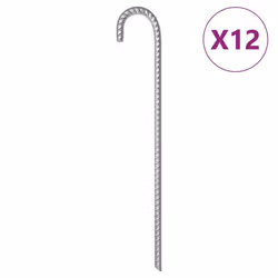 vidaXL Piquets de tente 12 pcs 41,5 cm Ø12 mm acier galvanisé