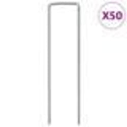 vidaXL Piquets de sol en forme de U 50 pcs 15x3,5 cm acier galvanisé