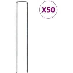 Piquets de sol en forme de u 50 pcs 20x4 cm acier galvanisé - Vidaxl