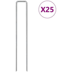 Piquets de sol en forme de u 25 pcs 20x3,5 cm acier galvanisé - Vidaxl