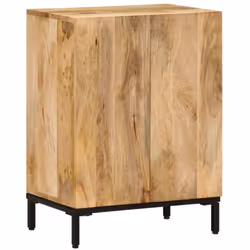Le buffet est fait de bois de manguier brut massif et de fer enduit de poudre noire combiné avec de l’acier, il comporte 2 ti ...