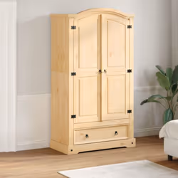 Cette garde-robe classique en bois offre un grand espace de rangement pour garder vos vêtements, chaussures et accessoires bi ...