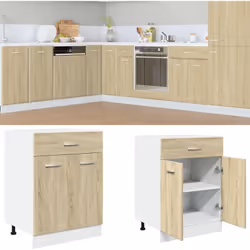 Cette armoire de plancher à tiroirs optimise votre espace de cuisine, offrant un espace de rangement suffisant pour vos effet ...