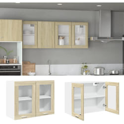 vidaXL Armoire en verre suspendue "Lyon" Chêne sonoma 80x31x60 cm