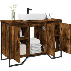 Armoire lavabo de salle de bain chêne fumé 91x35x60 cm Vidaxl