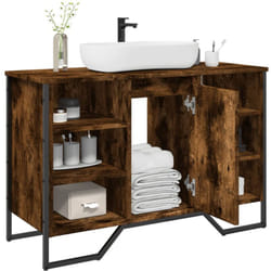 Armoire lavabo de salle de bain chêne fumé 91x35x60 cm Vidaxl