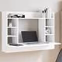 vidaXL Bureau mural blanc 105x48x75 cm bois d'ingénierie