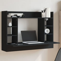 Bureau mural noir 105x48x75 cm bois d'ingénierie Vidaxl