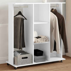 Garde-robe avec roues blanc 102x38x110 cm bois d'ingénierie - Vidaxl