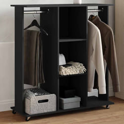 Garde-robe avec roues noir 102x38x110 cm bois d'ingénierie - Vidaxl