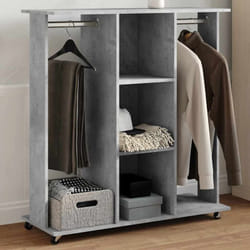 vidaXL Garde-robe avec roues gris béton 102x38x110cm bois d'ingénierie