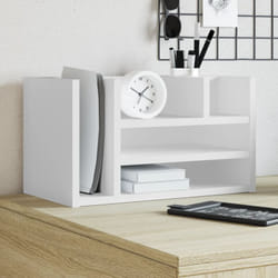 Organisateur de bureau blanc 44,5x24x25 cm bois d'ingénierie - Vidaxl