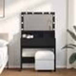 vidaXL Coiffeuse avec LED noir 80x41x134,5 cm
