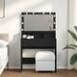 vidaXL Coiffeuse avec LED noir 80x41x134,5 cm