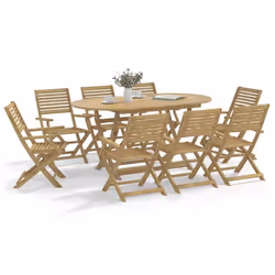 vidaXL Ensemble à manger de jardin 9 pcs bois d'acacia solide