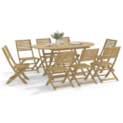 vidaXL Ensemble à manger de jardin 9 pcs bois d'acacia solide
