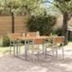 vidaXL Ensemble de salle à manger de jardin 5 pièces en acier gris et bois d'acacia massif