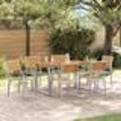 vidaXL Ensemble de salle à manger de jardin 7 pièces en acier gris et bois d'acacia massif