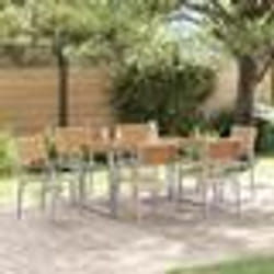 vidaXL Ensemble de salle à manger de jardin 7 pièces en acier gris et bois d'acacia massif