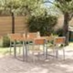 vidaXL Ensemble de salle à manger de jardin 5 pièces en acier gris et bois d'acacia