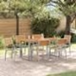 vidaXL Ensemble de salle à manger de jardin de 7 pièces en acier gris et bois d'acacia massif