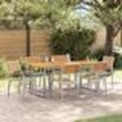 vidaXL Ensemble de salle à manger de jardin 7 pièces en acier gris et bois d'acacia massif