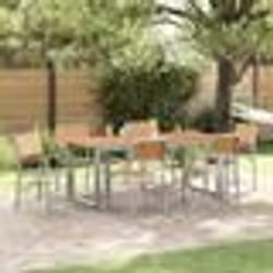 vidaXL Ensemble de salle à manger de jardin 7 pièces Gris Acier et Bois Acacia Massif