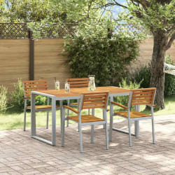 vidaXL Ensemble de salle à manger pour jardin 5 pcs Gris et marron