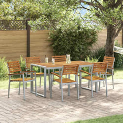 vidaXL Ensemble de salle à manger pour jardin 7 pcs Gris et marron