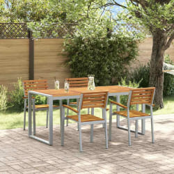 vidaXL Ensemble de salle à manger de jardin en teck massif et métal 5 pièces