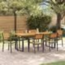vidaXL Ensemble de salle à manger de jardin de 7 pièces en acier noir et bois d'acacia