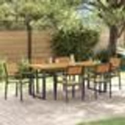 vidaXL Ensemble de salle à manger de jardin de 7 pièces en acier noir et bois d'acacia