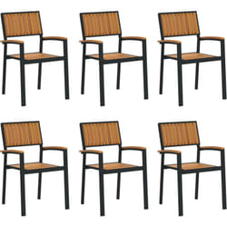 Vidaxl - Chaises de jardin empilables 6 pcs en acier noir et acacia