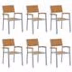 vidaXL Chaises de jardin empilables 6 pcs Gris Acier et Bois d'acacia massif
