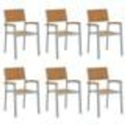 vidaXL Chaises de jardin empilables 6 pcs Gris Acier et Bois d'acacia massif
