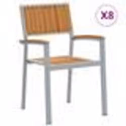 vidaXL Chaises de jardin empilables 8 pcs en acier gris et bois massif d'acacia