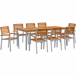 L'ensemble de salle à manger de jardin est composé d'une grande table rectangulaire et de huit chaises assorties, parfait pou ...