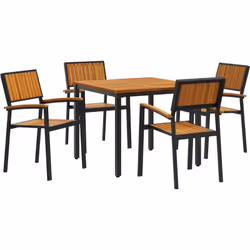 Cet ensemble spacieux de salle à manger de jardin mélange du métal solide avec du bois d'acacia, idéal pour s'intégrer dans n ...