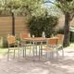 vidaXL Set de salle à manger de jardin 5 pièces en bois d'acacia massif et métal