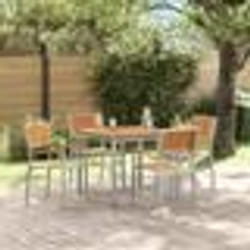vidaXL Set de salle à manger de jardin 5 pièces en bois d'acacia massif et métal