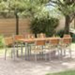 vidaXL Set de jardin de 9 pièces en bois massif d'acacia et métal