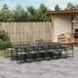 vidaXL Ensemble à manger de jardin 13 pcs coussins noir résine tressée