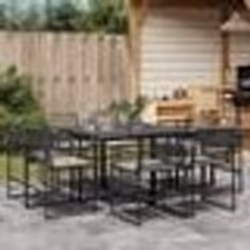 vidaXL Ensemble à manger de jardin 9pcs coussins noir résine tressée