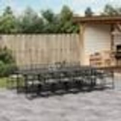 vidaXL Ensemble à manger de jardin 13 pcs coussins noir résine tressée