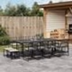 vidaXL Ensemble à manger de jardin 13 pcs coussins noir résine tressée