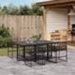 vidaXL Ensemble à manger de jardin 7 pcs Noir Résine tressée