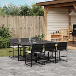Vidaxl - Ensemble à manger de jardin coussins 7 pcs noir résine tressée