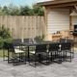vidaXL Ensemble à manger de jardin 11 pcs coussins noir résine tressée