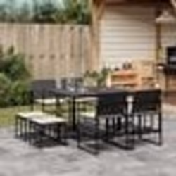 vidaXL Ensemble à manger de jardin 9pcs coussins noir résine tressée