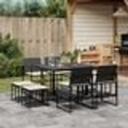 vidaXL Ensemble à manger de jardin 9pcs coussins noir résine tressée